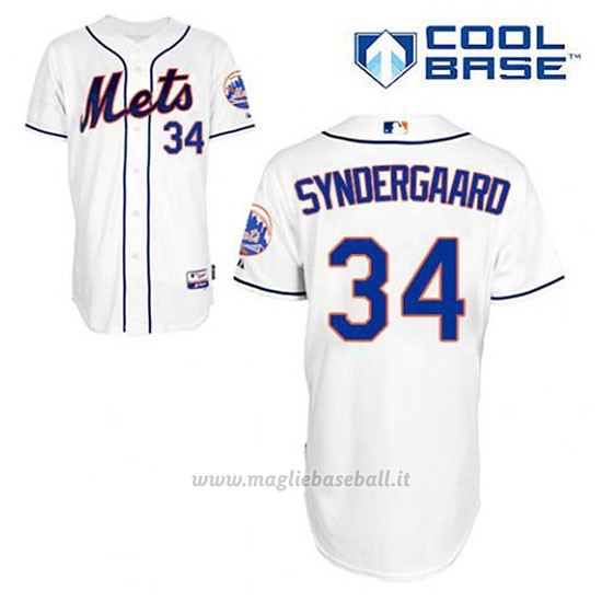 Maglia Baseball Uomo New York Mets Noah Syndergaard 34 Bianco Alterner Cool Base